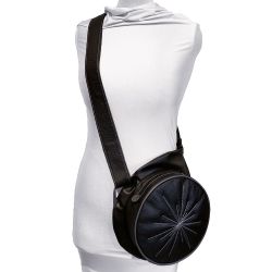 Sac rond à bandoulière en cuir - Noir avec étoile