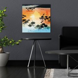 Tableau toile " Soleil couchant lac " illustration d'art