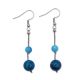 Boucles d'oreilles - 2 Agates bleues sur soie tressée grise - Nuances au choix