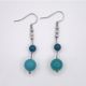 Boucles d'oreilles - 2 Agates bleues sur soie tressée grise - Nuances au choix