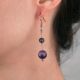 Boucles d'oreilles - 2 Améthystes violettes sur soie tressée grise