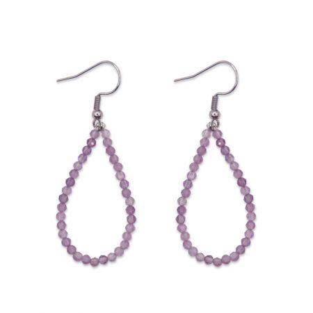 Boucles d'oreilles gouttes - Améthystes violettes facettées