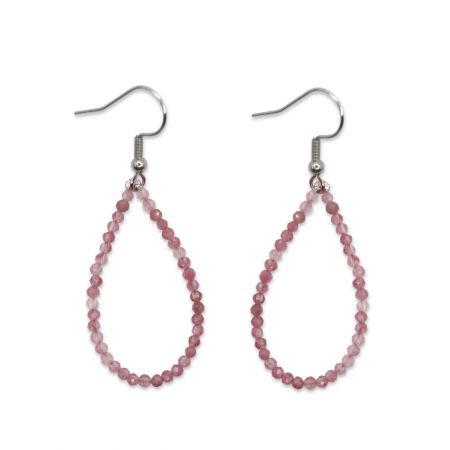 Boucles d'oreilles gouttes - Tourmalines roses facettées