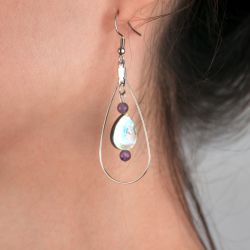 Boucles d'oreilles abalones - Améthystes violettes