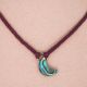 Collier ras de cou en soie tressée avec lune en abalone - Violet