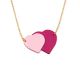 Collier deux coeurs cuir et or "Love" - Rose et Fuchsia